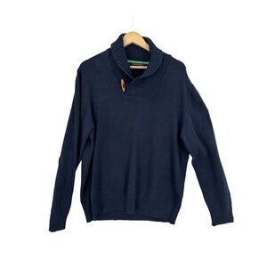 Sean John‎ Men's Navy Shawl Collar Sweater XL Grandpacore Cotton Pullover